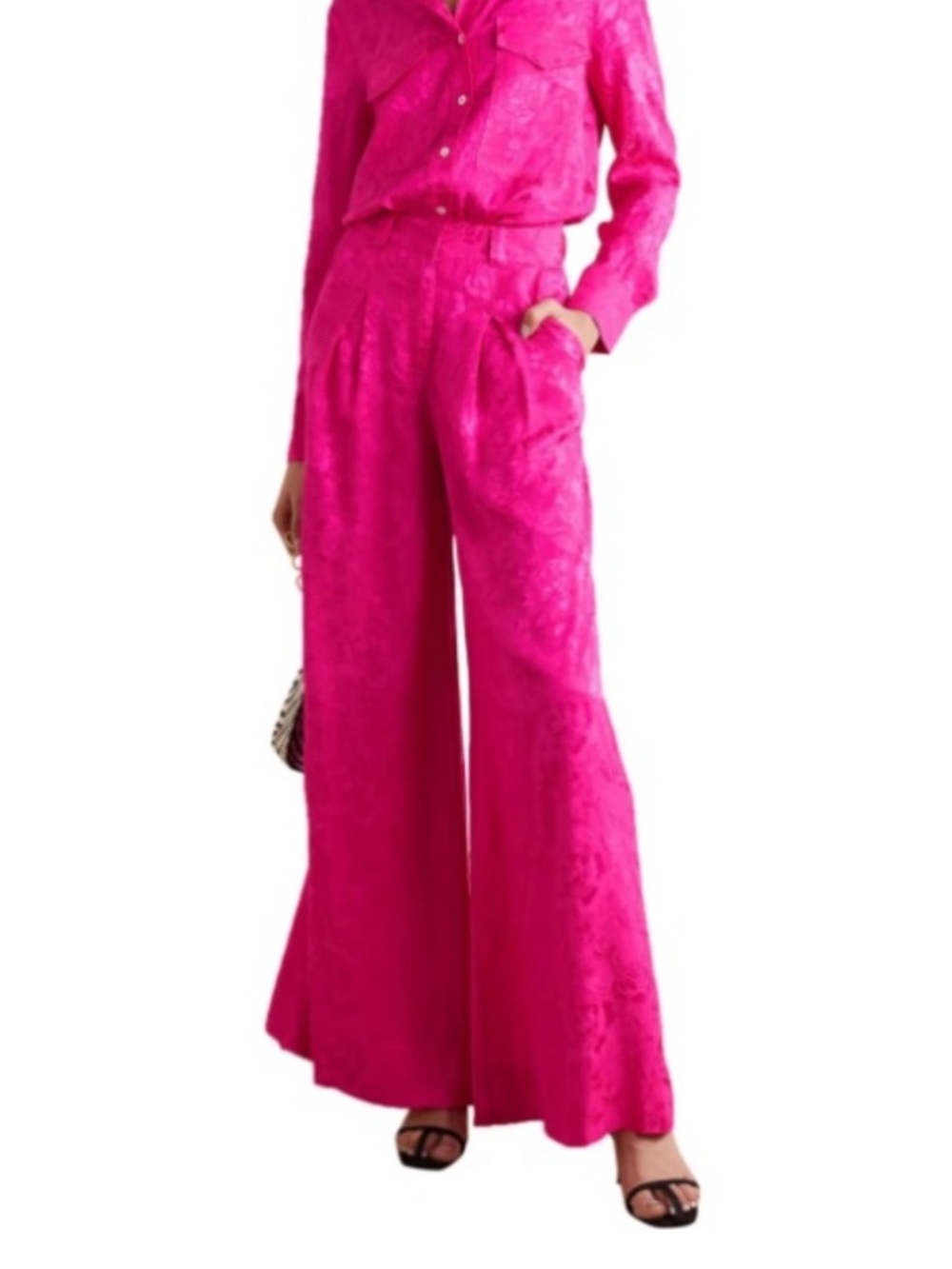 Staud Serge Pink Floral Embossed Trouser Pants Size 6